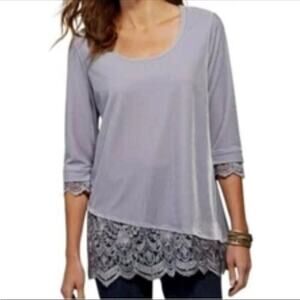 Soft Surroundings Rousseu Lilac Velvet Lace Tunic Top Woman's size medium 2CT31